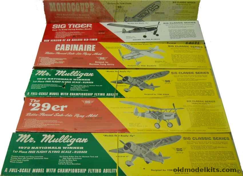 SIG TWO Mr. Mulligan Racers / Moncoupe / Cabinaire / The 29er / SIG Tiger - Balsa Flying Airplanes, FF-23 plastic model kit